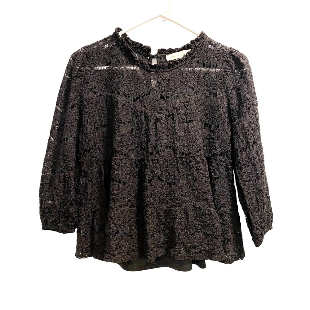 Cute and Sassy Black Lace Baby Doll Top by Monteau Size M/L